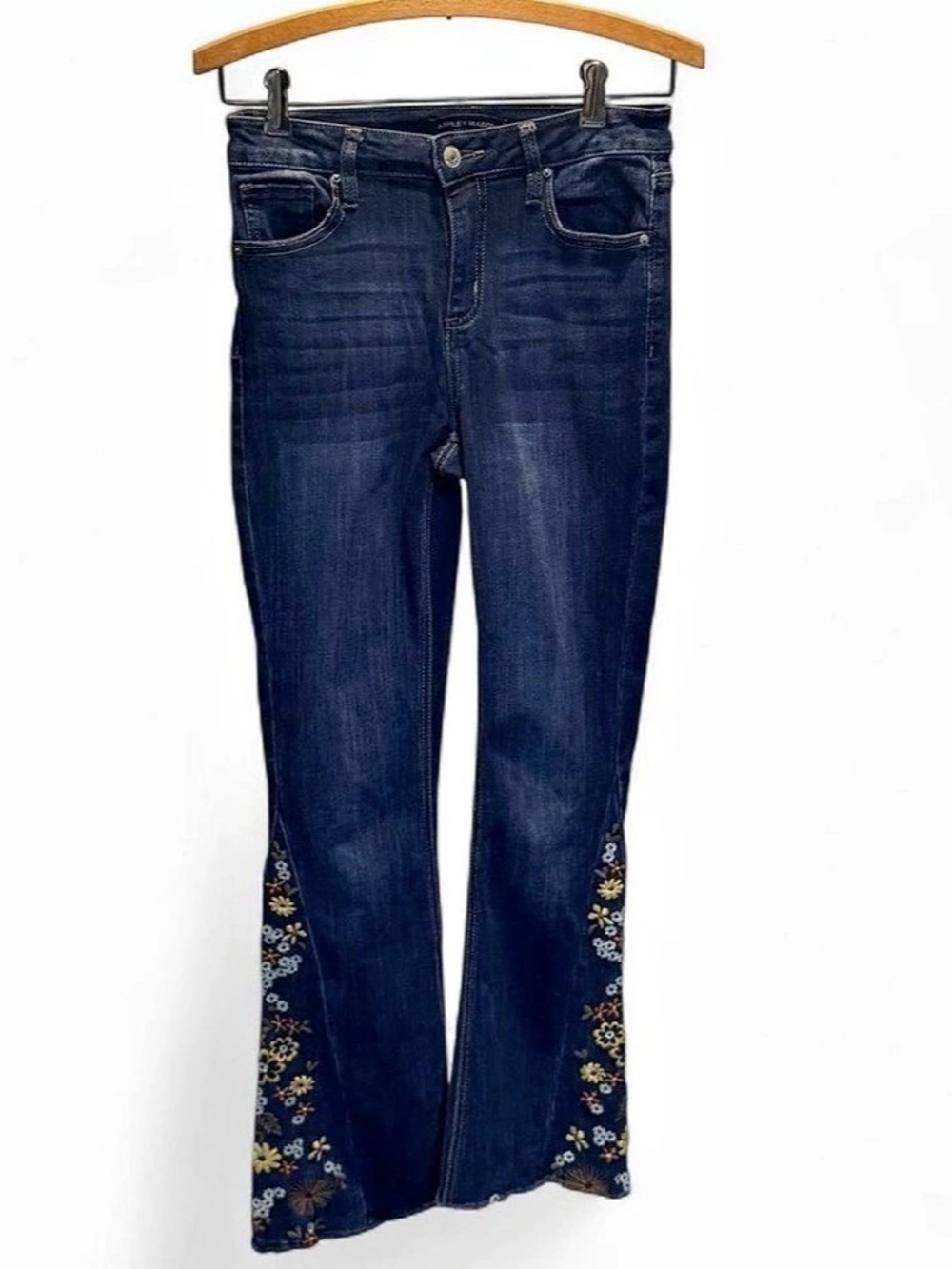 Ashley Mason Premium Embroidered Flare Jeans Blue 3/26